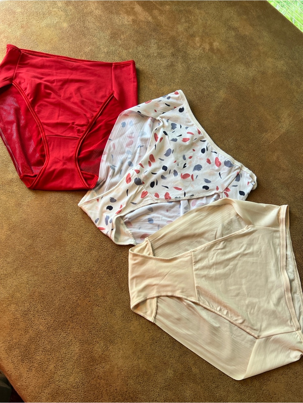 Soma Three-Pack High-Waist Panties in Red, Cream & Printed. Medium